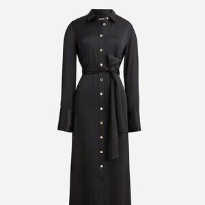 J.Crew Drapey Shirtdress in Luster Crepe (Black, Plus Size 22)